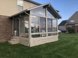 3 Season Gable Sunroom with Faux Stone Skirting - Northville
